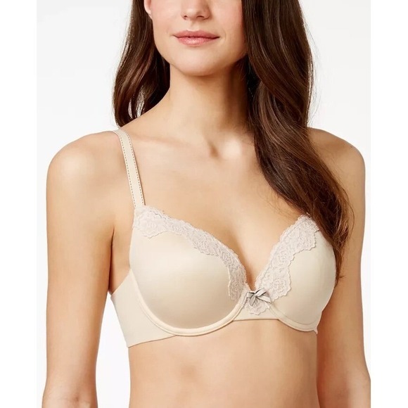 Maidenform Bra Size 38DD Nude Comfort Devotion Extra‎ Coverage Lace Shaping 9404 - Picture 1 of 10